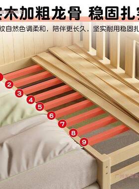 全实木儿童拼接床婴儿护加宽带栏可床VVJ高调节度男孩女孩床