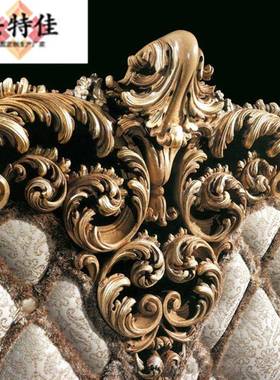 式床奢欧华双床人1.8婚米2米布艺实木床主OGJ卧床新古典雕花床尾