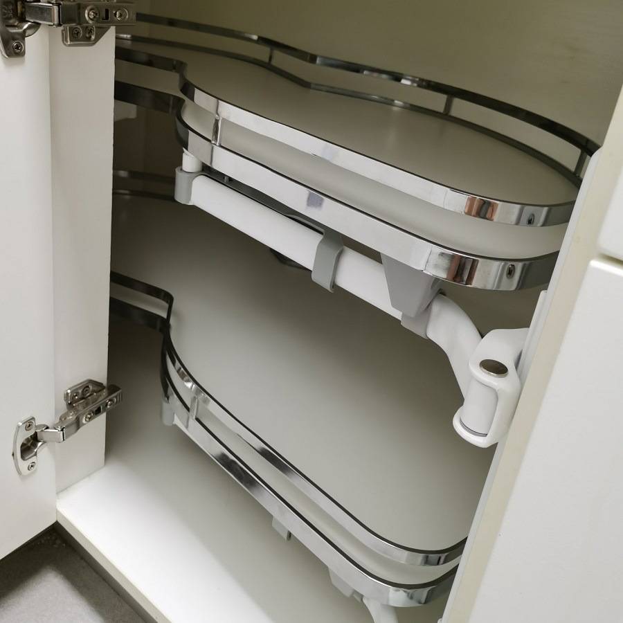 橱柜转角拉篮厨房多功能收纳置物架旋转调味篮阻尼拐角小怪物飞碟