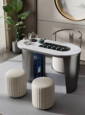 极简茶轻奢现用代简约岩板茶台办公室客厅QNR家阳台功夫小椅桌茶