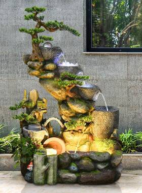 水缸假流VEZ水院喷泉小型鱼池阳山台户外花园置招财庭循环布造景