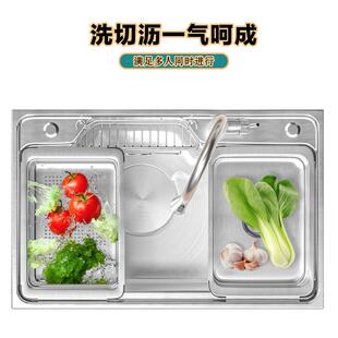 多功能一体sus304水槽家用洗碗池洗菜池大单槽 厨房不锈钢水槽日式