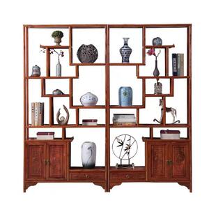 实古博架新中式置物书架客厅隔断酒柜多宝茶具PZY展木示架古典家
