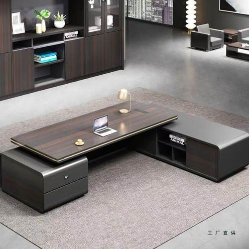 公办桌老板桌简约代经理桌椅组合985轻感总现裁桌办公室家奢具