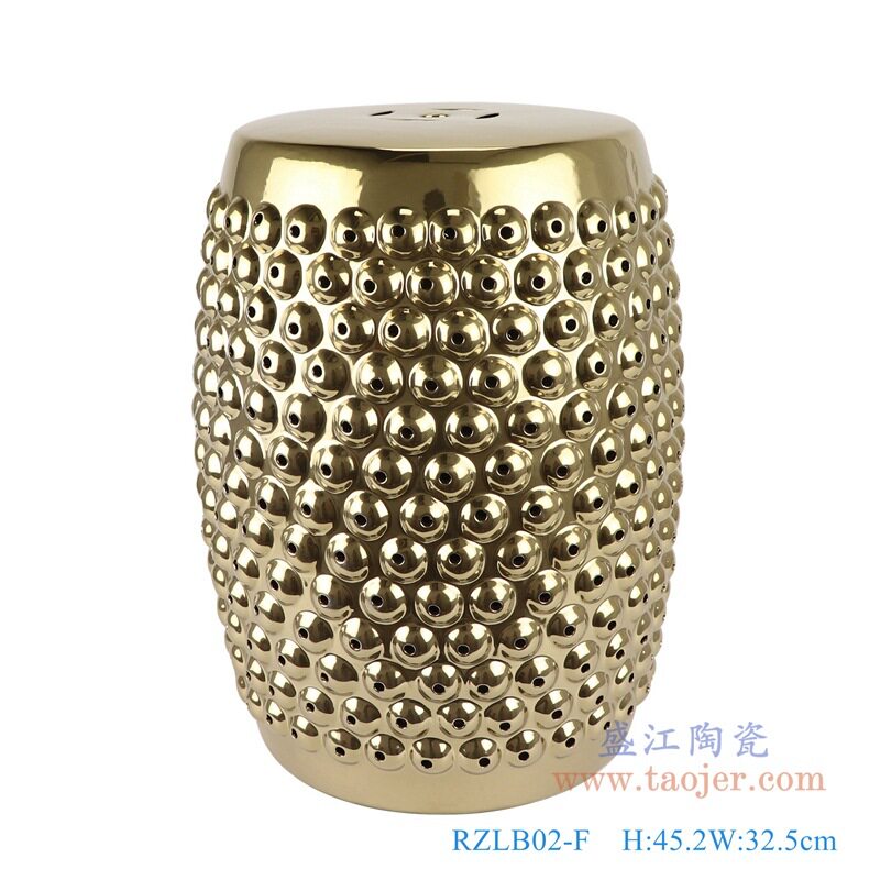 景德镇陶瓷镀金铆钉鼓钉气泡凳子凉墩圆凳瓷墩花园凳家居摆件