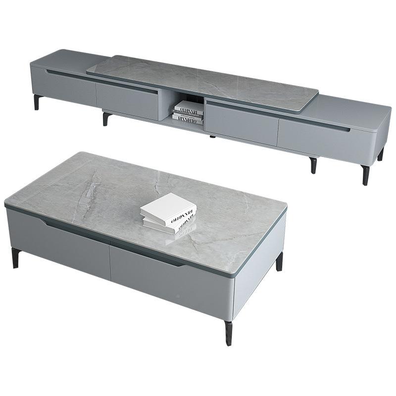 简约代灰烤色岩板茶几地电视柜组合小户型客厅家用漆茶现桌柜无品