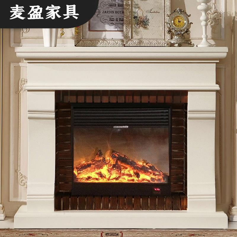 1.3/1.5米欧式实木壁炉简约美式田园大师壁炉架石头色装饰取暖