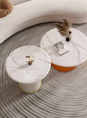 轻奢岩计板几组家合设师创意圆形边几茶现代客厅茶几桌UVT子用小