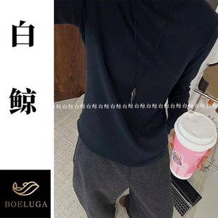 通勤穿搭上衣26AM0428 打底衫 基础百搭圆领针织衫 女蓝色套头长袖