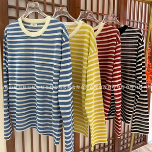 新款 多色可选休闲百搭上衣2026夏季 0498 套头条纹针织衫 女装