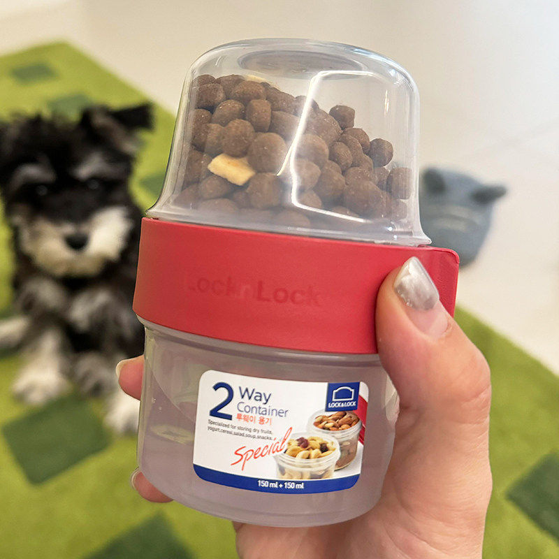 狗狗外出水杯喝水碗便携双层多用狗粮密封盒零食密封罐辅食保鲜盒