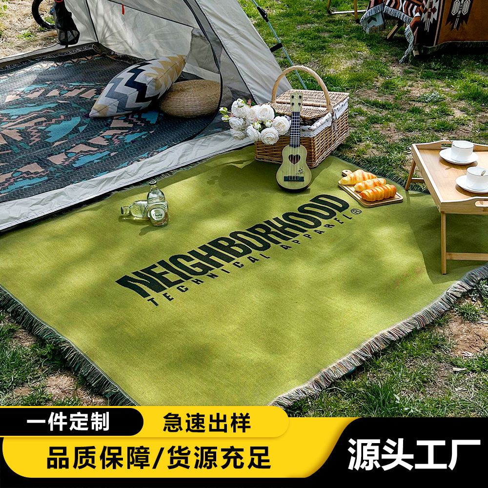 采薇家 户外露营加厚桌布毯野餐垫午睡沙发毯线毯后备箱装休闲盖