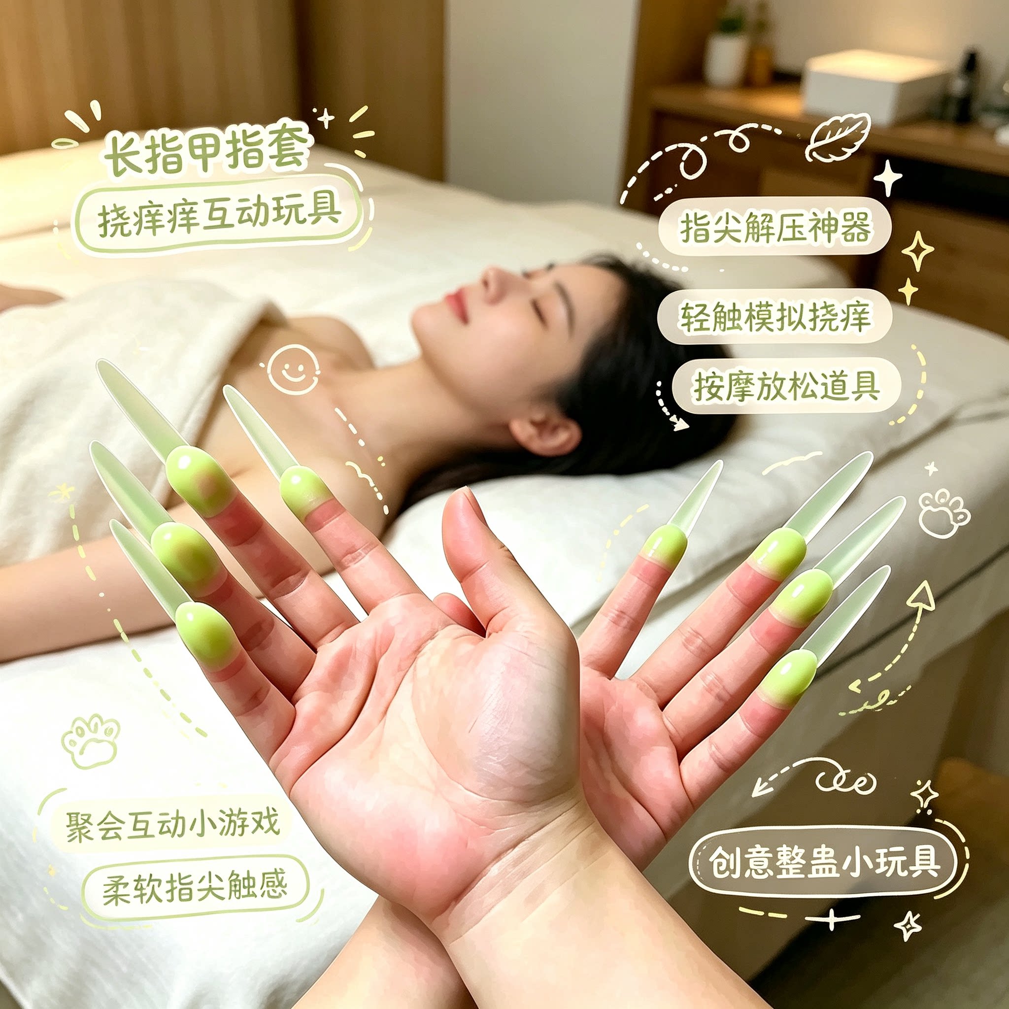 【职业抓痒师】抓痒指甲套挠背抓头发胳肢窝不伤皮肤上班解压神器