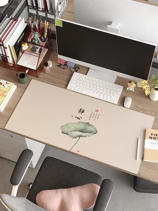皮革鼠标垫超大号笔记本电脑桌垫国风女生高颜值办公桌面键盘垫子