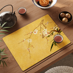 茶席茶垫吸水中式茶盘专用垫茶杯垫喝茶桌垫布矽藻泥防烫茶桌垫子