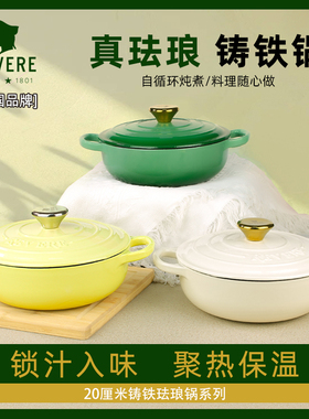 revere珐琅锅20CM煲汤红烧肉铸铁锅家用焖炖锅砂锅炖煮锅电磁炉