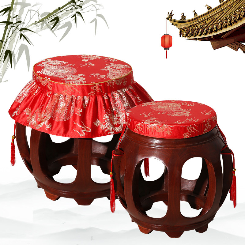 中式圆形坐垫红木家具鼓凳榻榻米蒲团座圈L椅垫海绵防滑可拆洗定