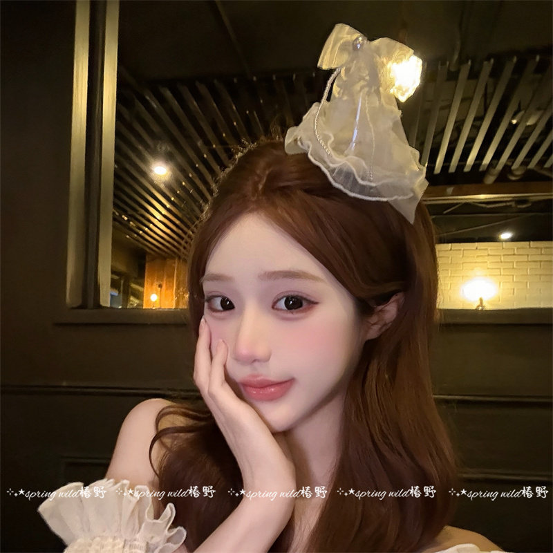 甜美韩系ins生日蝴蝶结蕾丝带生日帽公主风少女心拍照氛围感发饰