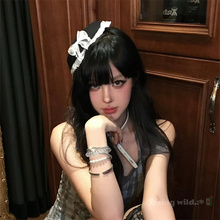 日系花边蝴蝶结黑色小礼帽发夹甜酷少女感学院风水手帽校供感头饰