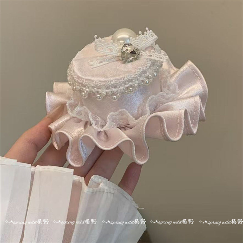 甜美公主风蕾丝蝴蝶结蛋糕生日发夹女可爱派对氛围感拍照道具发饰