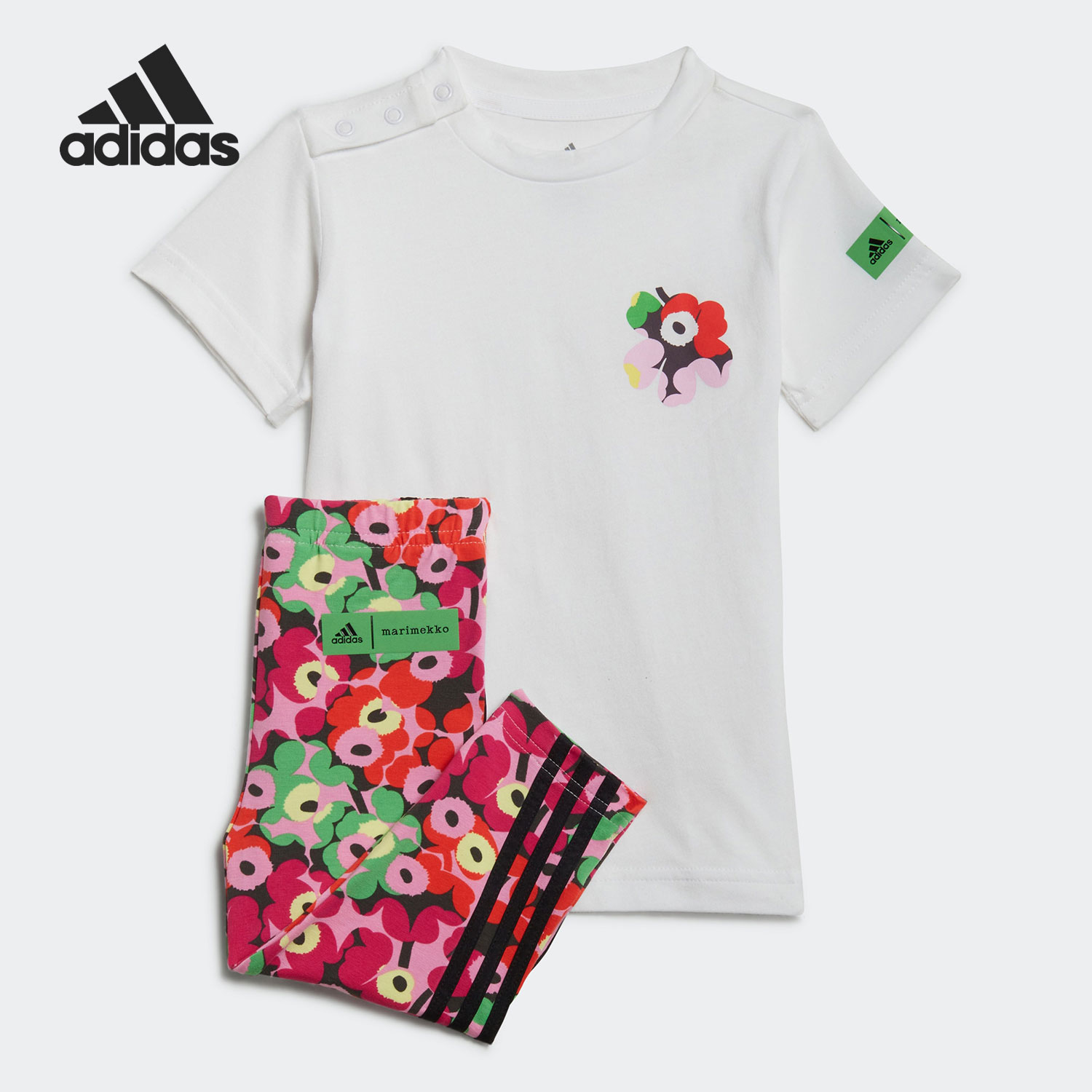 adidas/阿迪达斯 儿童MARIMEKKO联名运动短袖两件套装 H65812
