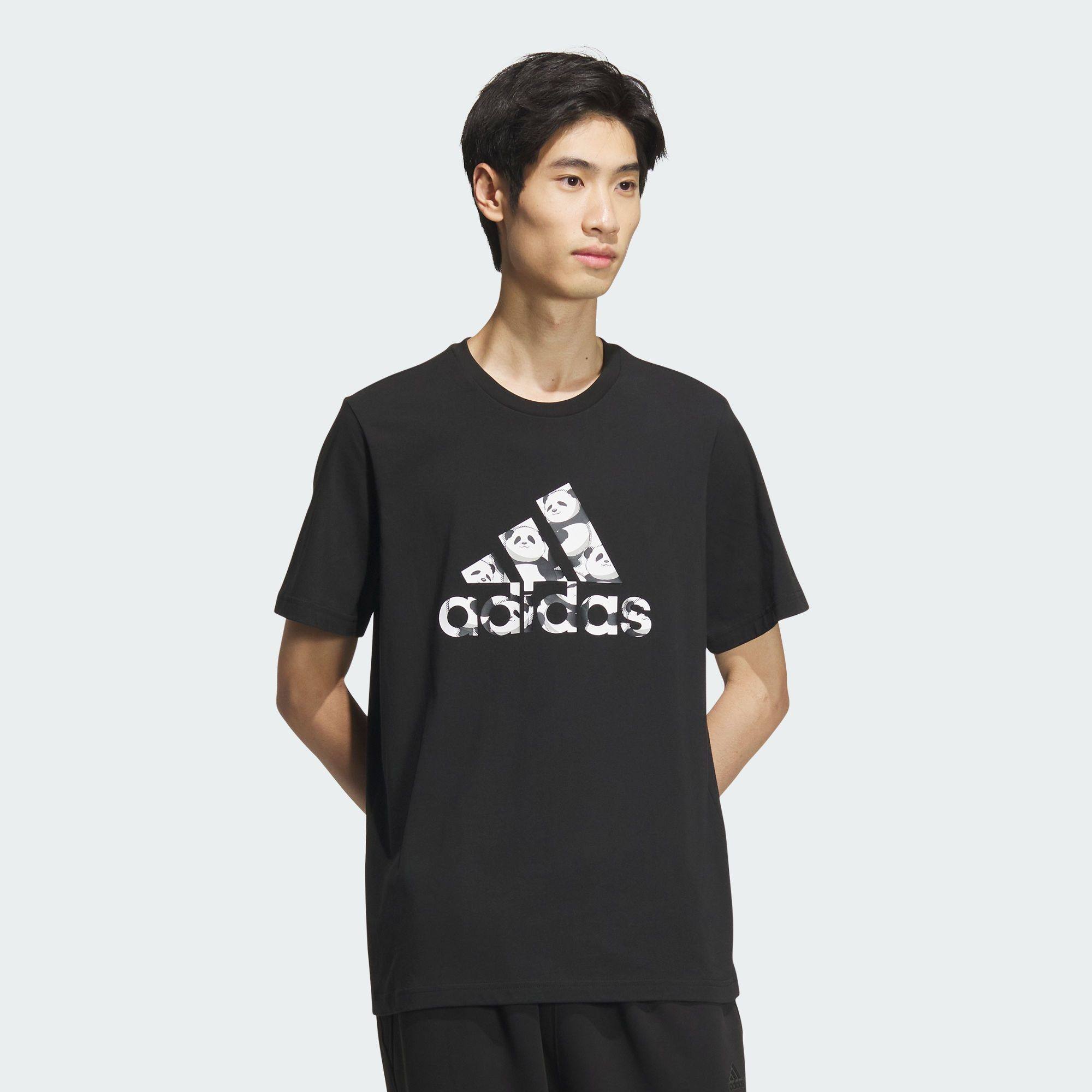 Adidas/阿迪达斯 男子熊猫印花运动休闲宽松短袖T恤 JI6834,运动服/休闲服装,运动T恤,淘宝优惠券,粉丝福利购,淘宝优惠卷