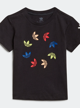 adidas/阿迪达斯 儿童三叶草运动休闲透气圆领短袖T恤衫 HE6846