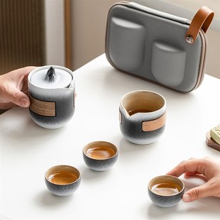 茶具套装 高档陶瓷户外旅行便携式 B办公车载快客杯轻奢功夫茶具茶
