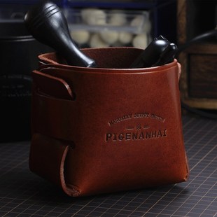 美式 真皮笔e筒收纳包可折叠化妆品收纳盒文具杂物桌面摆件手工制