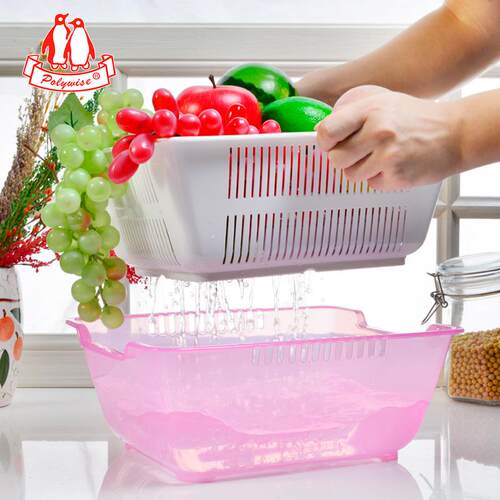 双层洗菜盆沥水篮家用厨房洗菜篮子D漏水篮淘菜盆水果盘塑料滤水
