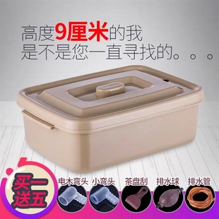 加厚家用小号茶水桶垃圾塑A料茶桶茶具废水桶送排水管茶渣桶 矮款