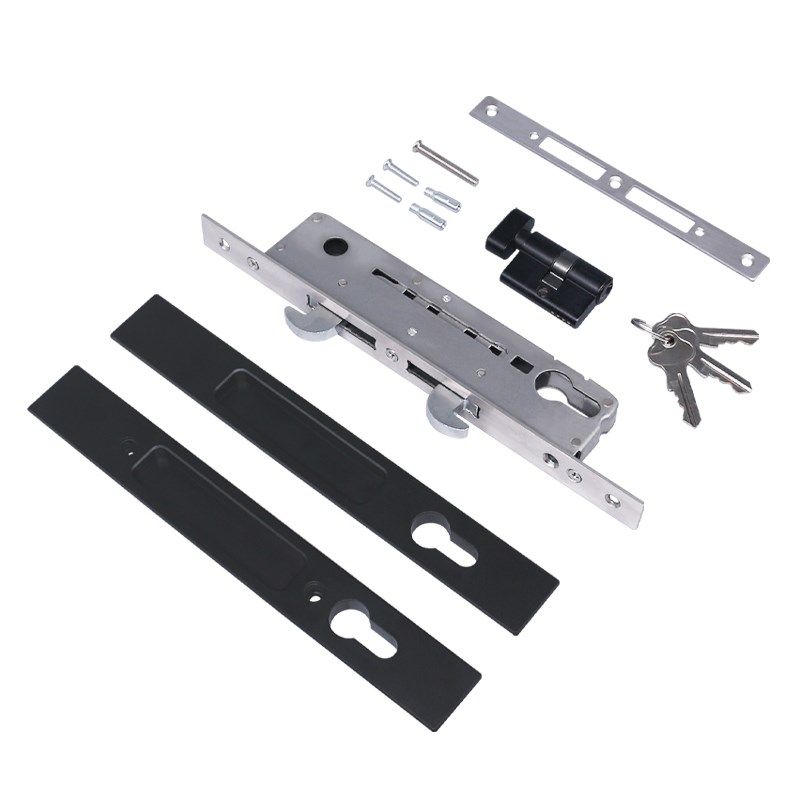 推拉门锁重型门一字锁双钩锁纯铜锁芯8D5308535断桥不锈钢双钩锁