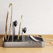 厨房锅盖放置器多功能台面置物架锅铲G架菜板刀架收纳架免打孔神