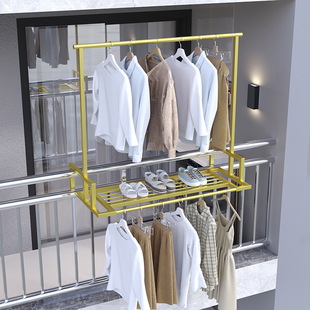 阳台晾衣神器窗外晒衣架窗户室外防盗窗台改造置R物小型伸缩晒鞋