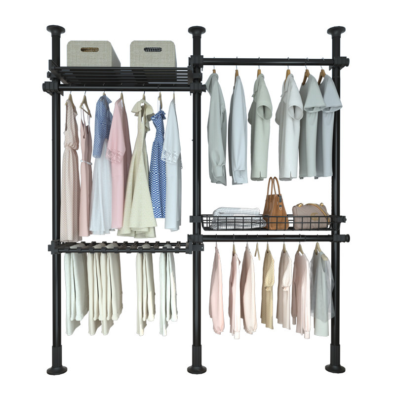 顶天立地晾衣架卧室落地置衣架家D用衣帽间挂衣架免打孔伸缩衣柜