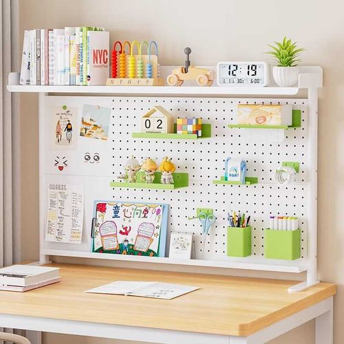 洞洞板书架桌面置物架办公书桌多C层书架铁艺桌上学生电脑桌上收