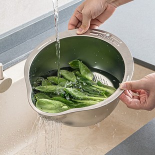 耐用50年 加厚3B04不锈钢 沥水篮 快速沥水不烫手 洗沥切换