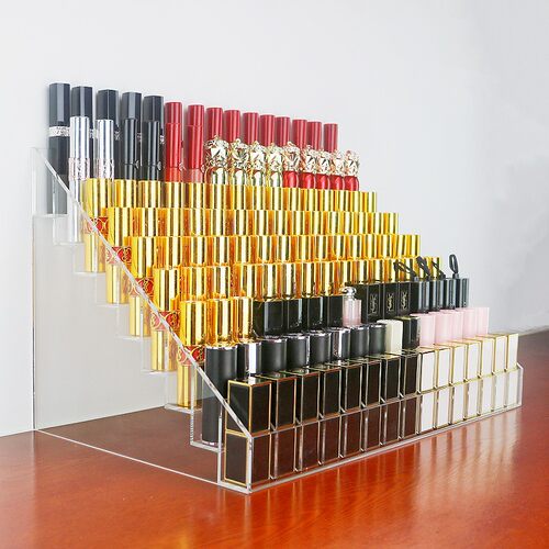 加厚压克力口红收l纳盒眼影唇釉阶梯收纳桌面化妆品置物架加大整