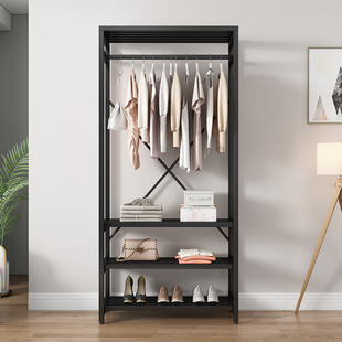 衣帽架落地卧室开放式 架一体家用简易挂衣 多功能组z合收纳置物鞋
