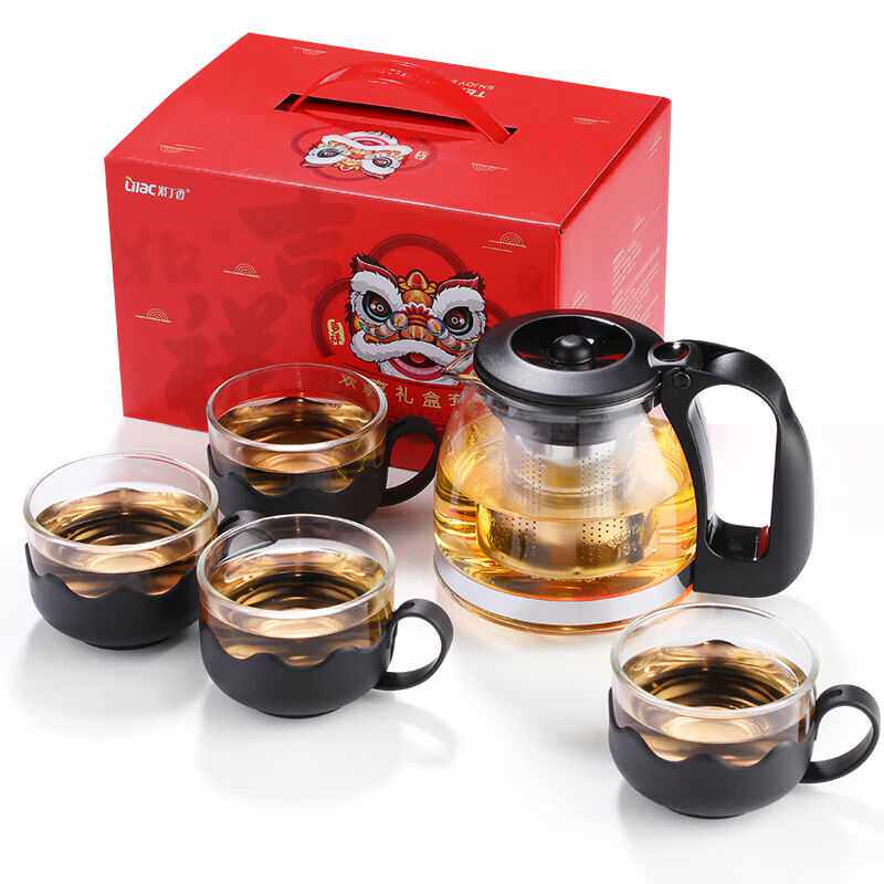 紫丁香玻璃茶壶套装耐热玻璃茶具整套泡茶壶杯子花茶壶茶杯具礼物