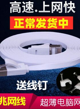 电脑路由器千兆六类网线家用高速扁线超薄网络连接线双头0.2m30米