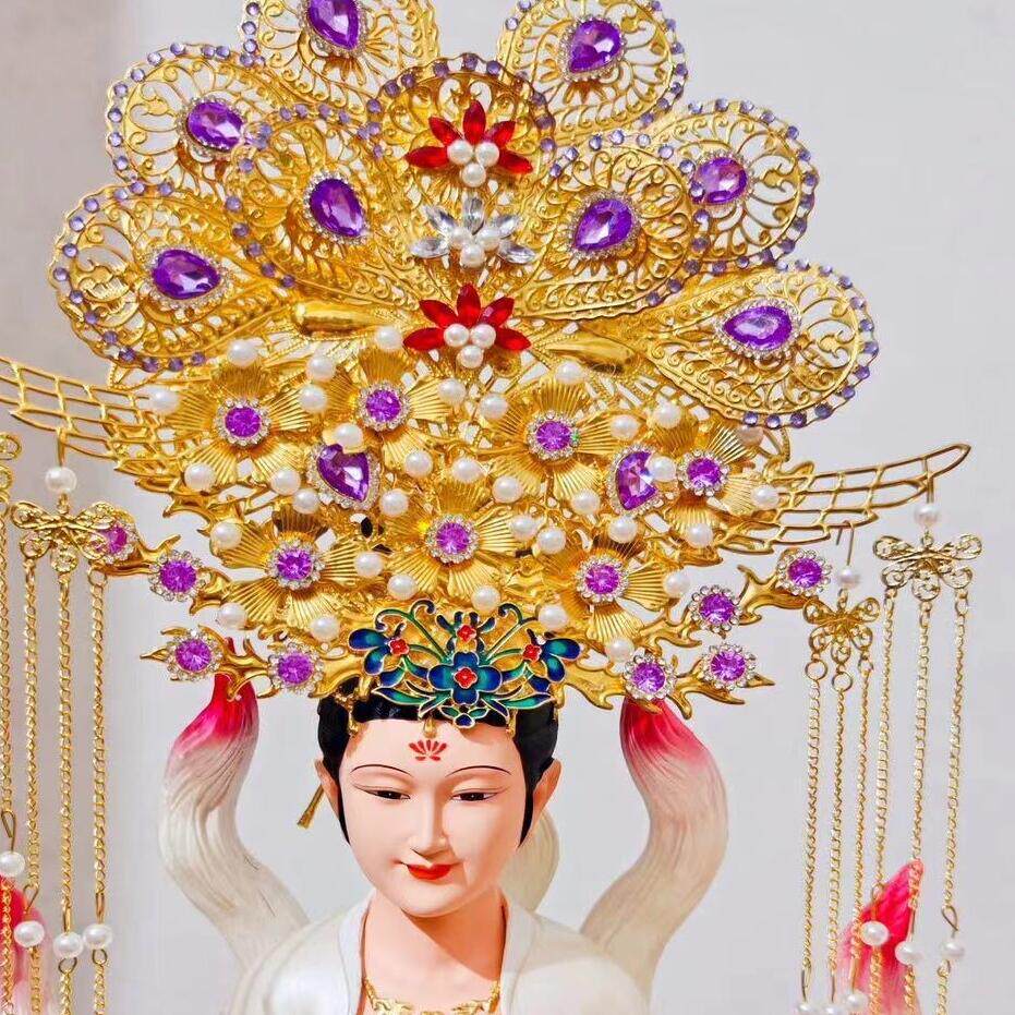 黑老太太泰山奶奶王母娘娘观世音菩萨神明佛像神像凤冠凤帽头饰品