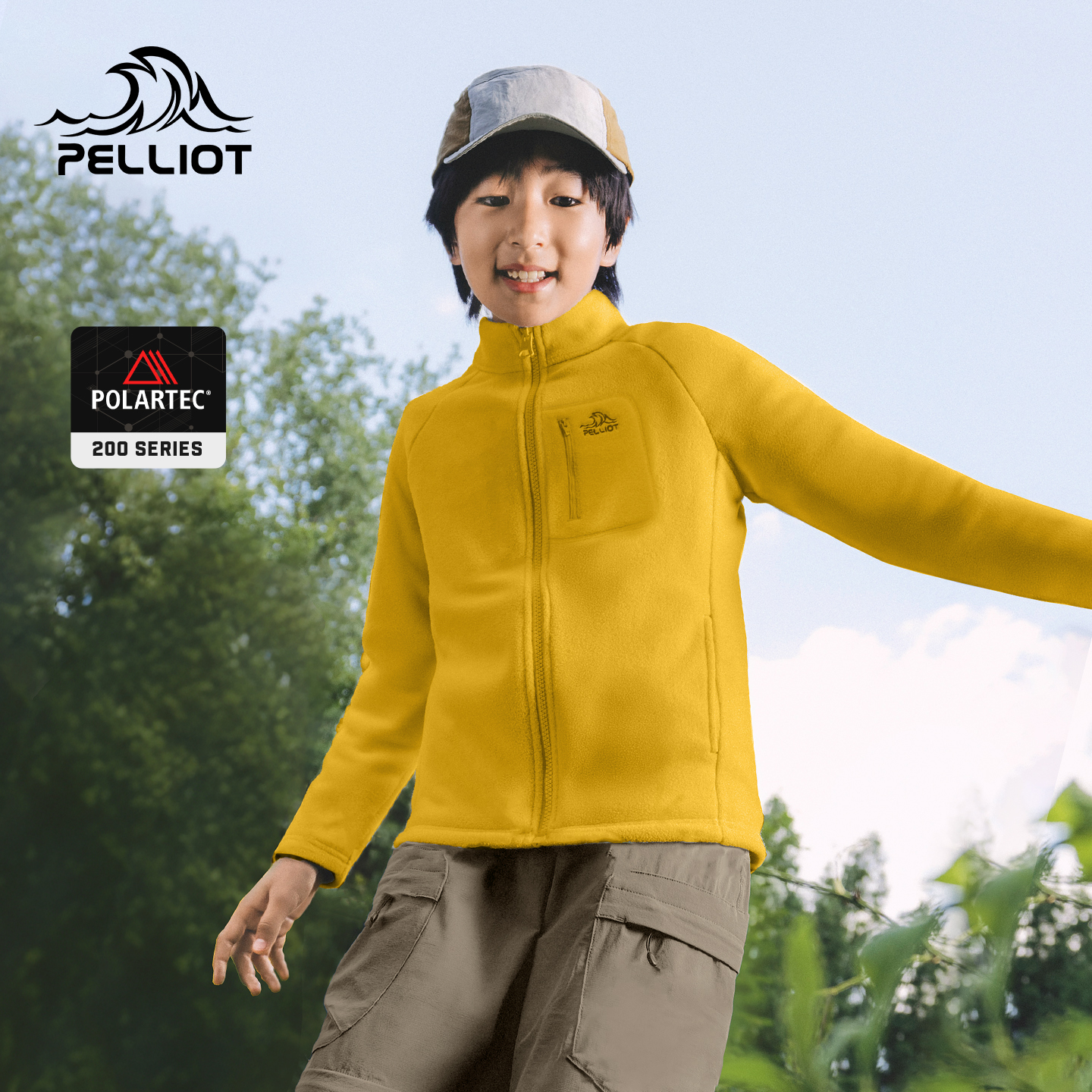 伯希和户外儿童抓绒衣Polartec 200防风保暖运动摇粒绒外套男女款