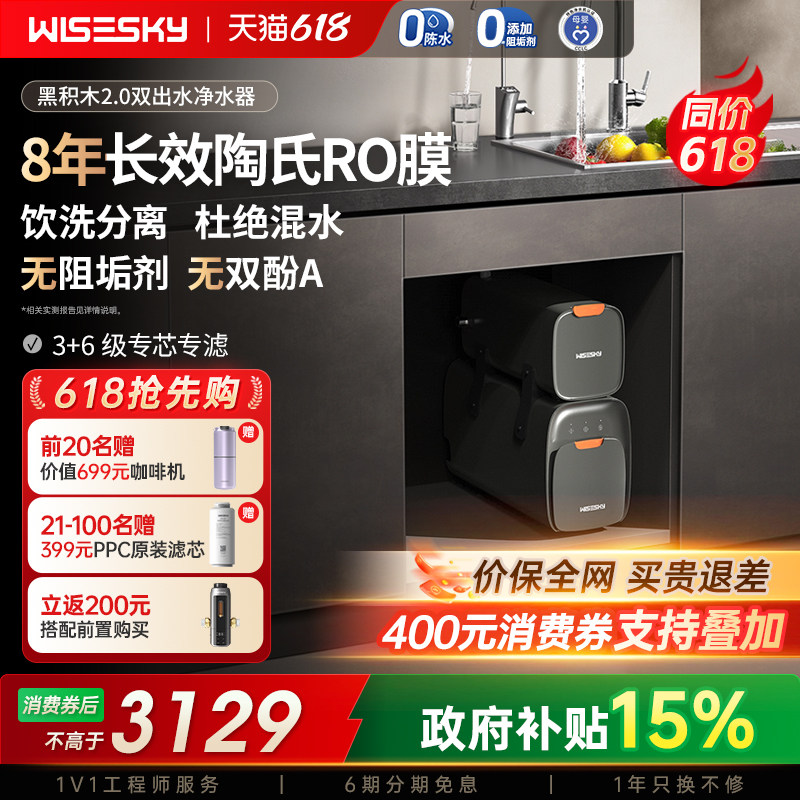 韦思卡尔黑积木2.0净水器双出水净水机反渗透RO分体式直饮家用M2G
