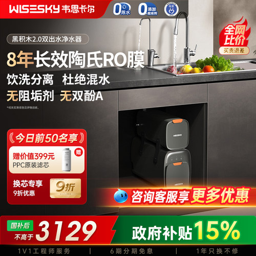 韦思卡尔黑积木2.0净水器双出水净水机反渗透RO分体式直饮家用M2G
