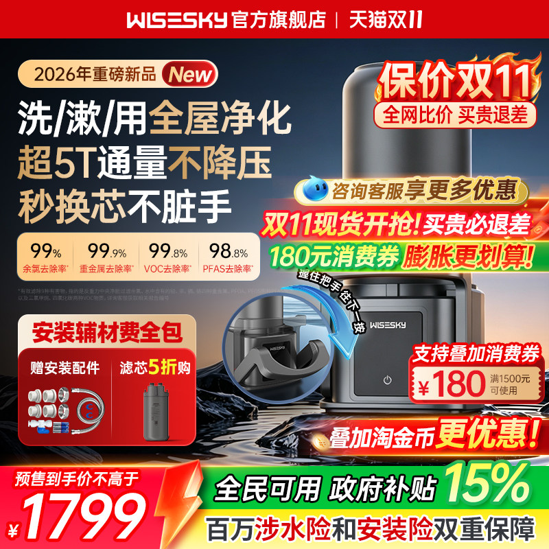 韦思卡尔反重力前置过滤器大白瓶家用自来水全屋中央净水机S1