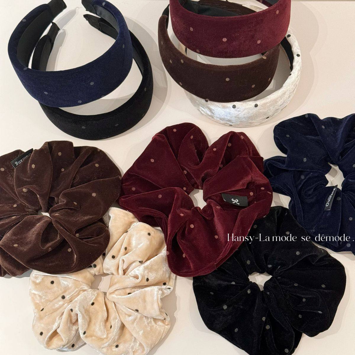 丝绒波点气质大肠发圈女高级感秋冬发绳大号海绵高颅顶发箍头箍,饰品/流行首饰/时尚饰品新,发饰,淘宝优惠券,粉丝福利购,淘宝优惠卷