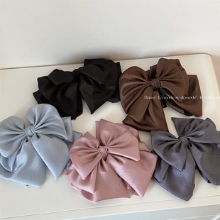 多层蝴蝶结缎面布艺马尾抓夹裙摆半扎发气质大号发夹抓夹顶夹发饰