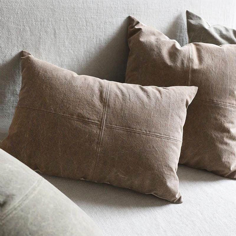 弋采彷皮做旧侘寂风民宿沙发床棉麻腰枕方抱枕靠垫靠包靠背枕头套