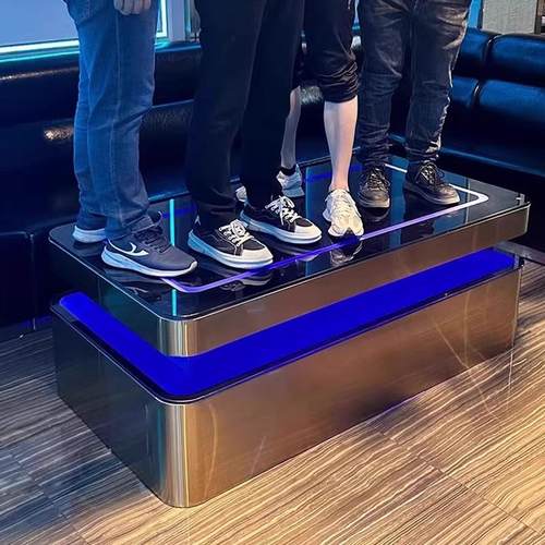 新款KTV茶几酒吧发光不锈钢钛金不锈钢高级会所大厅卡座网红桌子